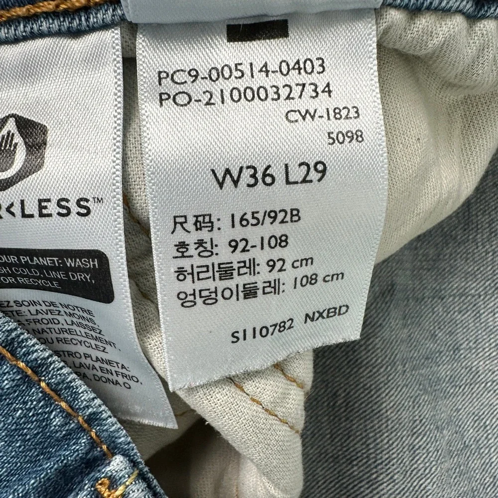 Levis Mens Jeans 36x29 Blue 514‎ Straight Fit WaterLess Denim 00514-0403